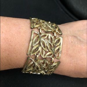 Coro Bracelet Pegasus Marked Scroll Work Brushed Silver Ton